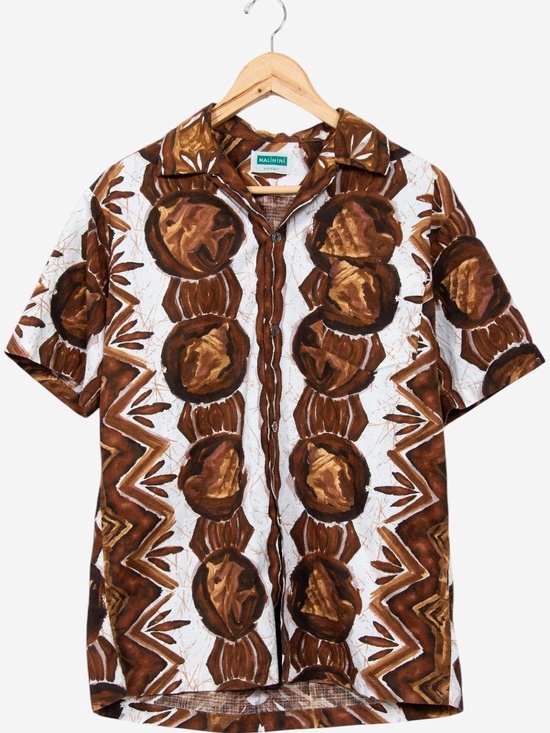 Malihini Other - vintage 60s hawaiian vacation seashell fish button down shirt size medium